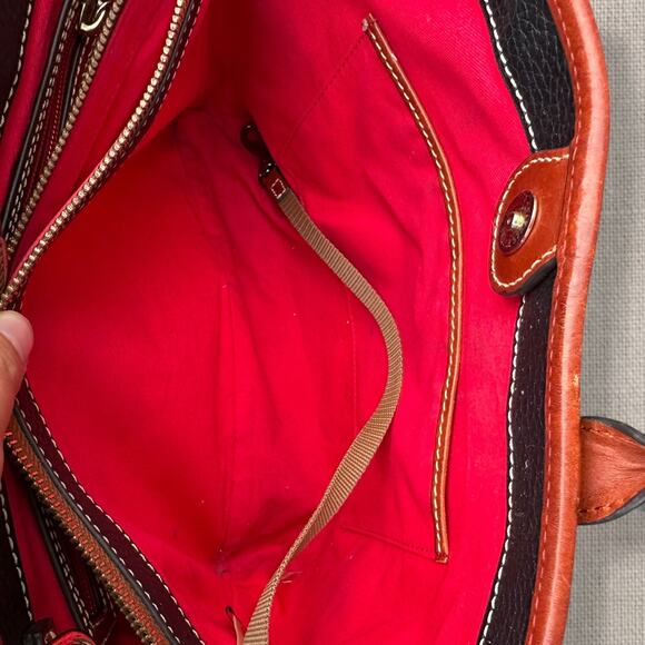 Vintage Dooney & Bourke Black Pebbled Leather Tote Bag with Red Trim - Picture 10 of 12